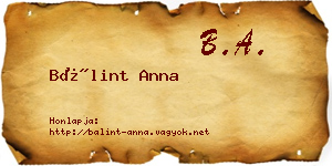 Bálint Anna névjegykártya