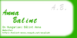 anna balint business card